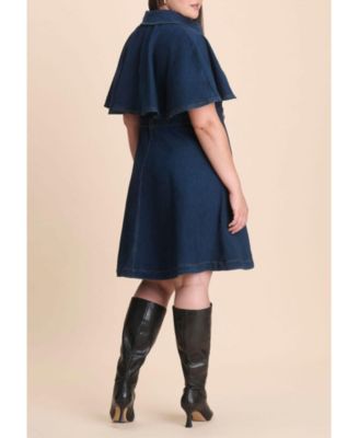 Women's Denim Cape Detail Dress