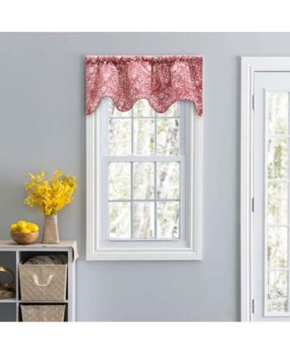 Ellis Segovia Printed Paisley Pattern on Ground 3" Rod Pocket High Quality Scallop Valance Lined 50"x16" Red
