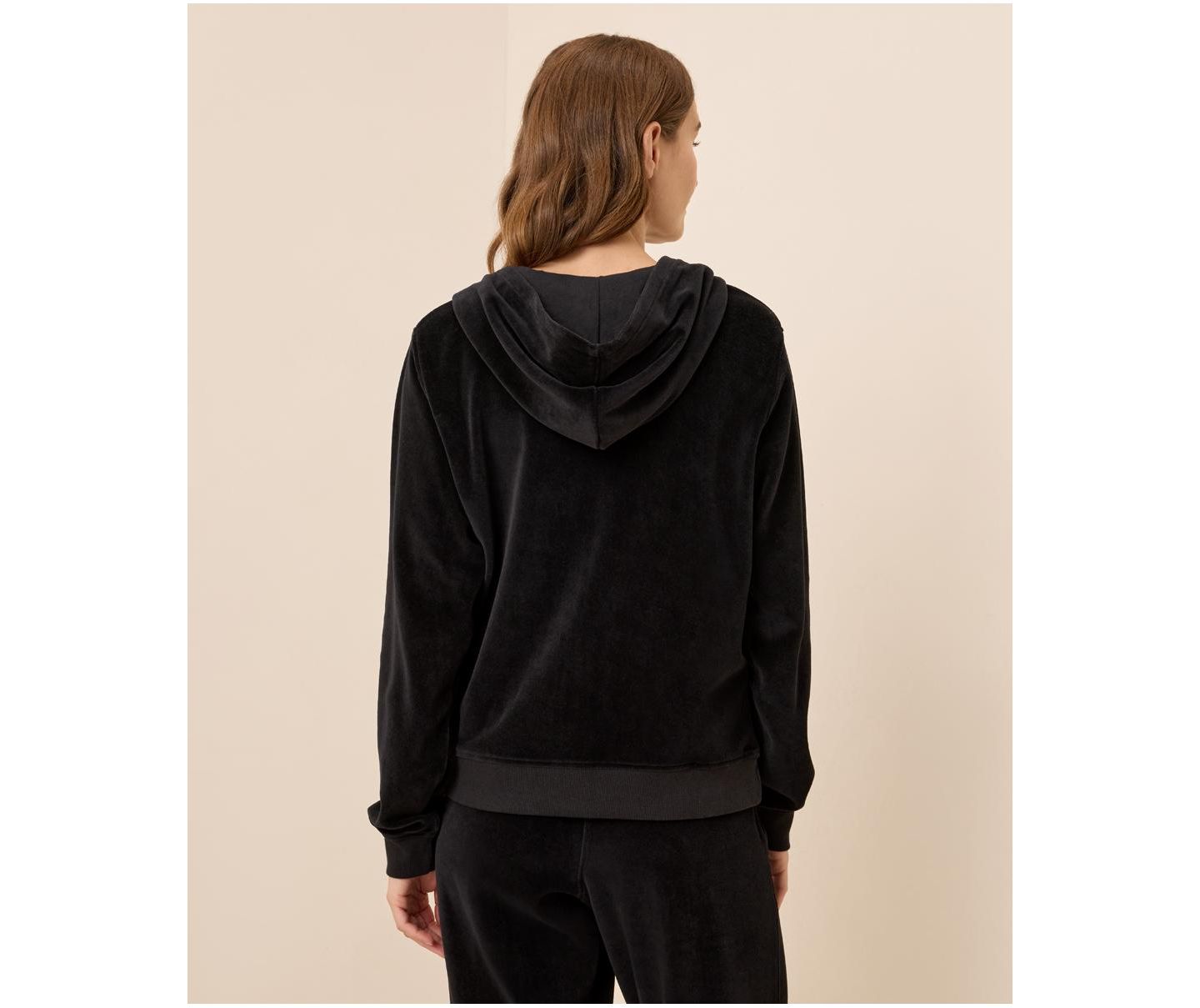 Женское худи Pact Organic Cotton Velour Zip, цвет: Чёрный — фото 5