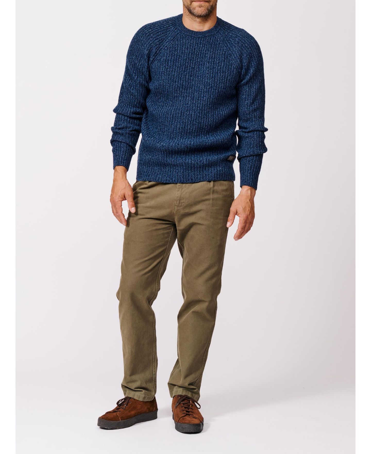 Мужской свитер Aubin Ray Fisherman Rib Crew Neck, цвет: Синий — фото 8