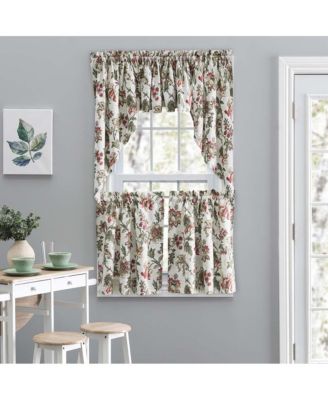 Madison Floral Design Printed Natural Ground 1.5" Rod Pocket Tailored Swag 56" x 36" Brick