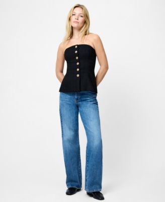 Women's Structured Tweed Strapless Top