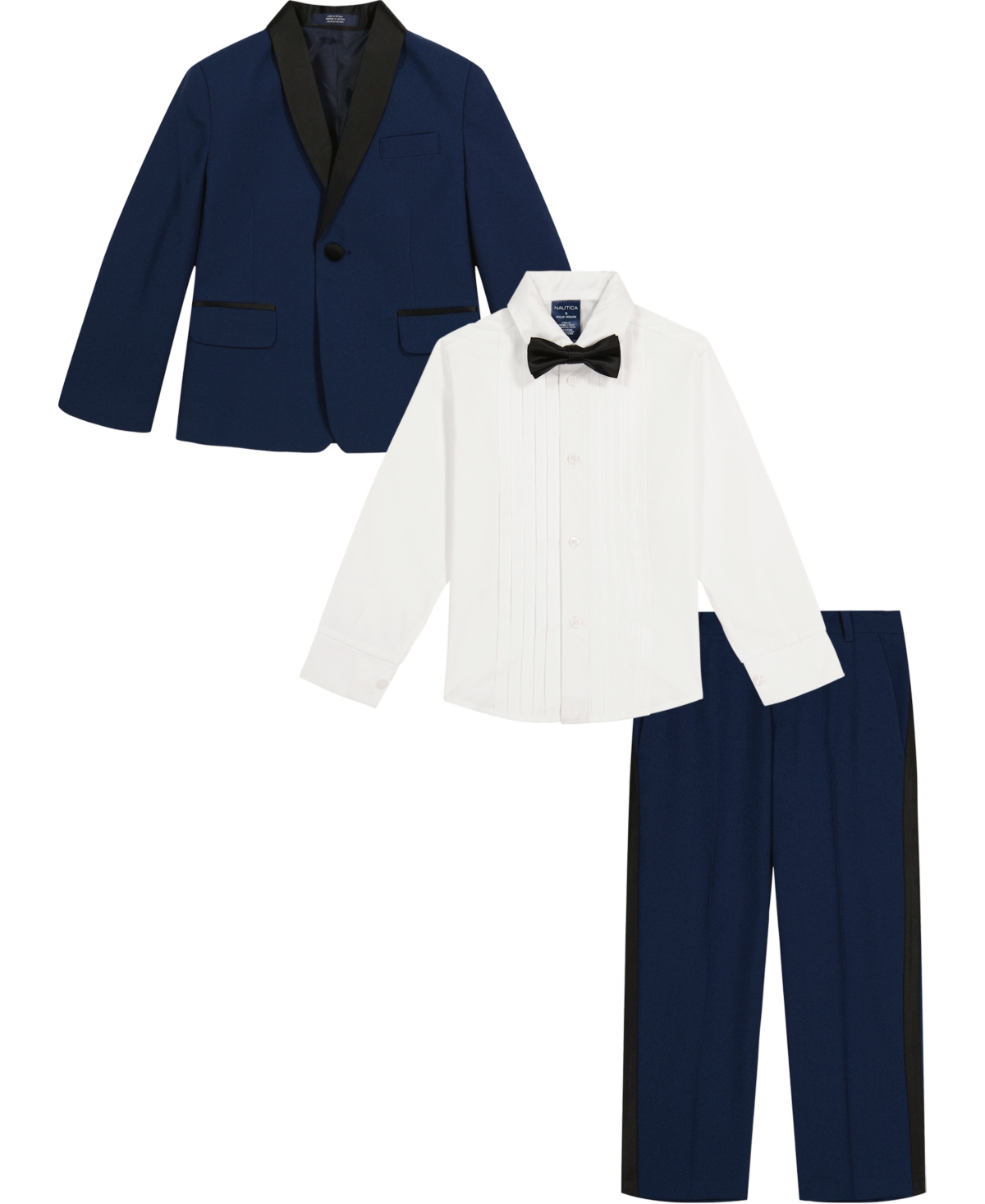 Nautica Baby Boys 4-piece Shirt, Tuxedo Jacket, Tie And Dress Pants Set In Blue