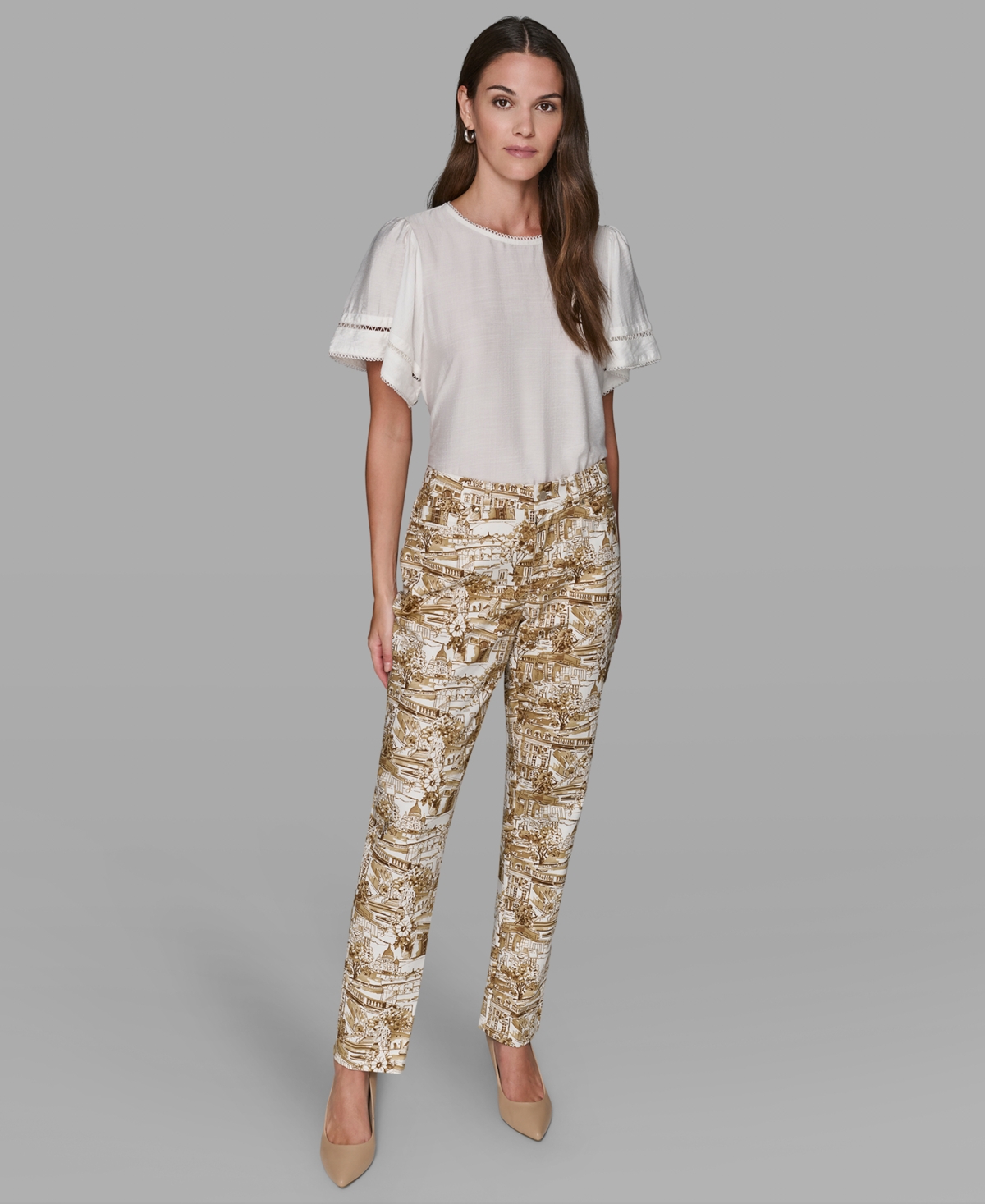Karl Lagerfeld Women's Printed Ankle Pants In Green
