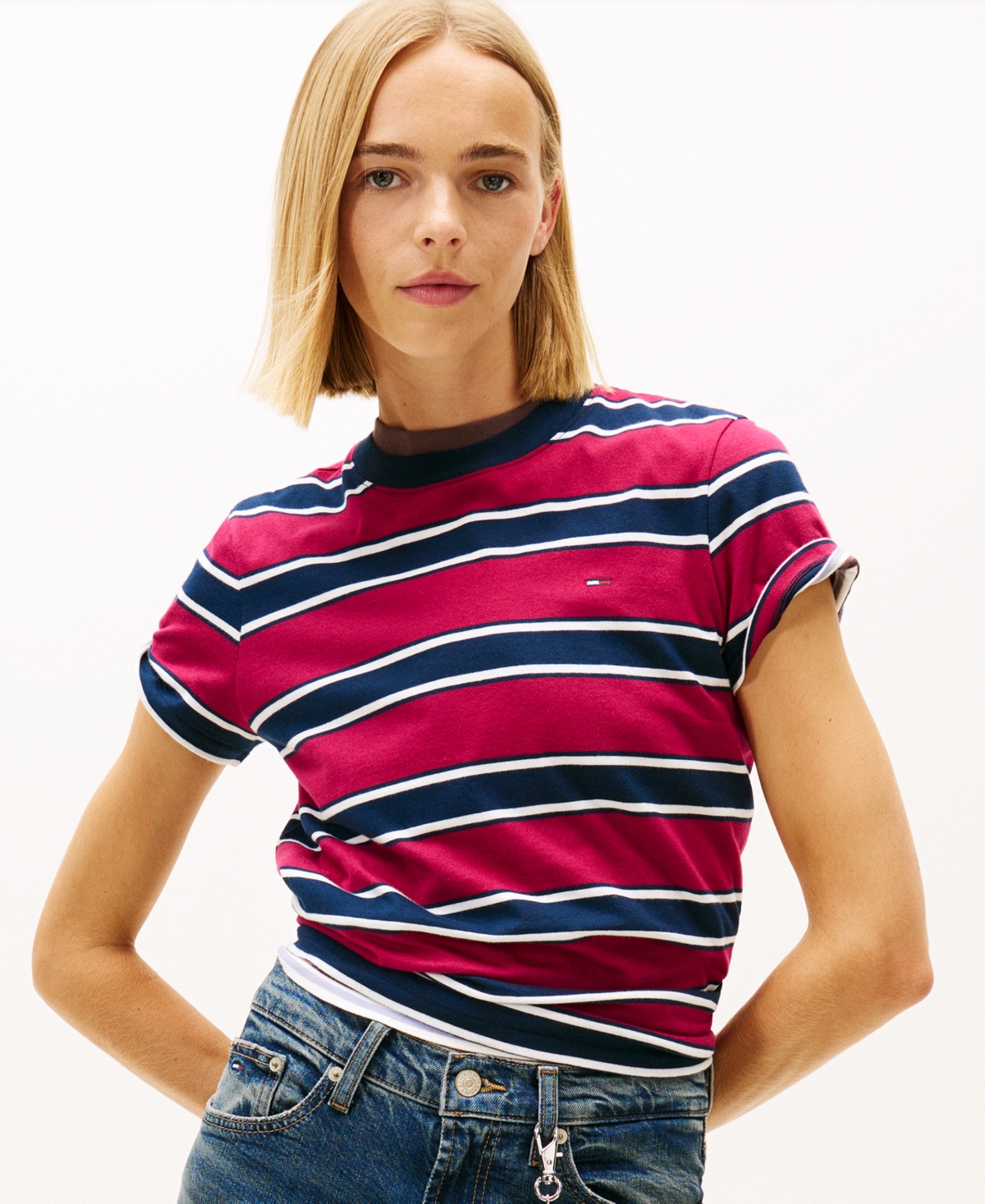 Tommy Jeans Women's Flag Jersey Crewneck T-shirt In Multi