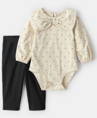 Carter's - Baby Girls 2-Piece Bow Print Bodysuit and Pants Set
