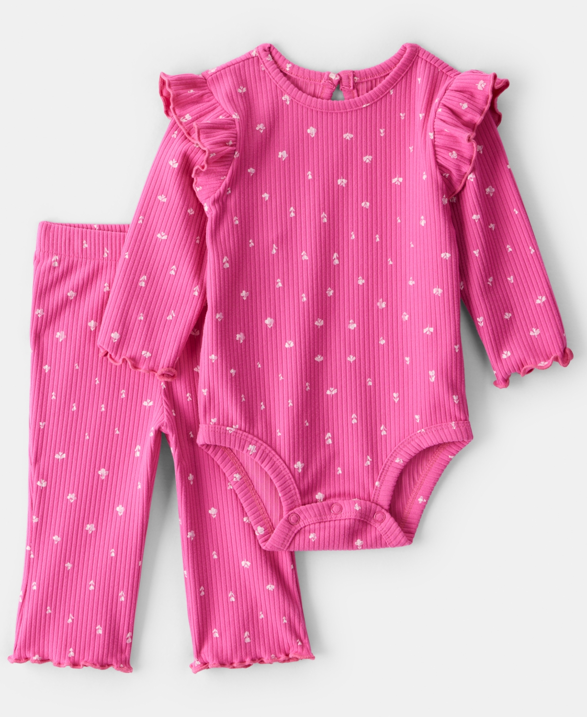 Carter's Baby Girls 2-piece Floral Bodysuit And Pants Set In Pink