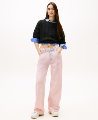 Women's Boxy Flag Cable Long-Sleeve Sweater