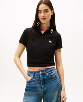 Women's Slim Badge Short-Sleeve Polo Top