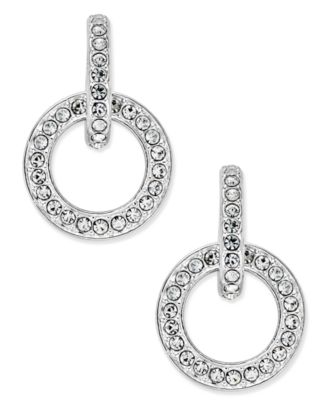 Eliot Danori - Silver-Tone Pav&eacute; Open Link Drop Earrings