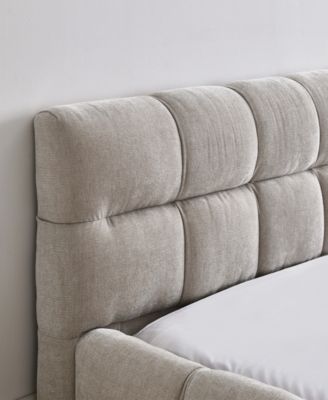 Queen Upholstered Bed Frame with Headboard and Solid Frame, Chenille Fabric Grounded Queen Size Platform Bed, No Box Spring Needed