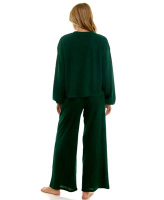 Women's 2-Piece Long-Sleeve Sweatshirt and Wide-Leg Pants Set