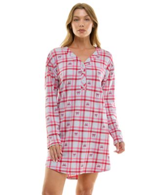 Women's Printed Long-Sleeve V-Neck Sleepshirt