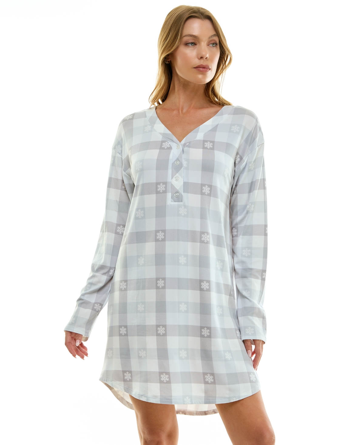 Roudelain Women's Printed Long-Sleeve V-Neck Sleepshirt