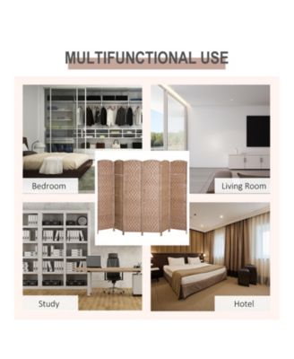 6 Panel Resin Wicker Folding Room Divider Privacy Screen Home Office