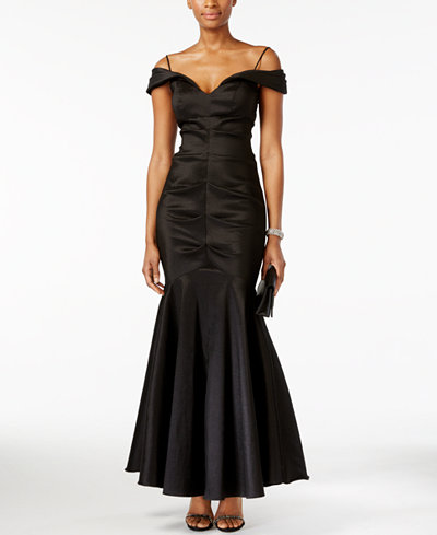 Xscape Off-The-Shoulder Ruched Mermaid Gown - Dresses - Women - Macy's