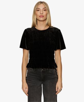 Women's We Belong Together Velvet Short-Sleeve Top