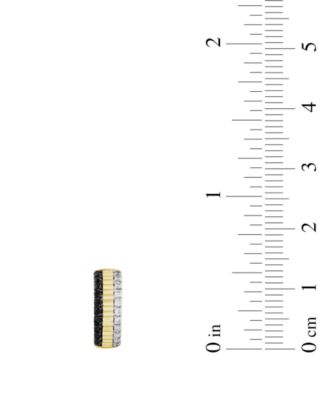 Diamond Hoop Earrings (1/3 ct. t.w.) in 10k Yellow Gold with White and Black Rhodium