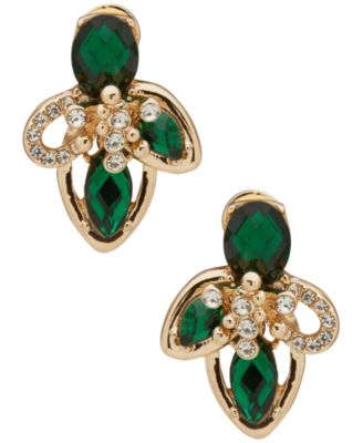 Anne Klein - Green Petal Stone Cluster EZ Comfort Clip Earrings