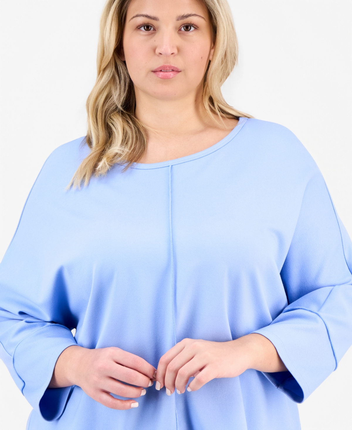 Jones New York Plus Size Dolman-sleeve Seamed Tunic In Multi