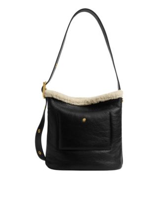 Bleecker Medium Shearling Trim Bucket Bag