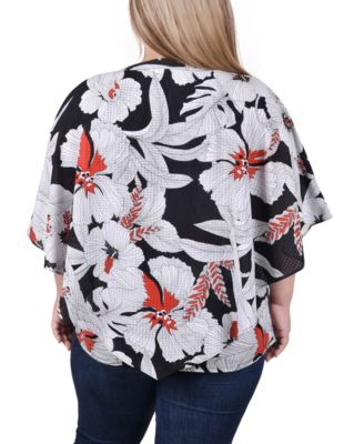 Women's Plus Size Elbow Sleeve Poncho Top