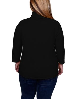 Women's Plus Size Grommet Hem 3/4 Sleeve Top