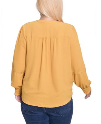Women's Plus Size Long Sleeve Studded Blouse Top