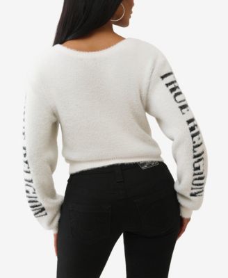 Women's Jacquard Reversible Crew Neck Sweater
