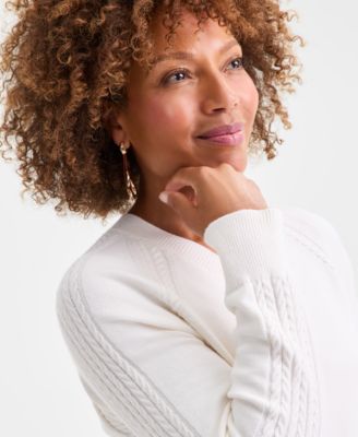 Women's Cable-Knit V-Neck Sweater