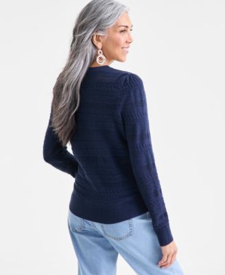 Women's Pointelle Crewneck Sweater, Macy's Exclusive