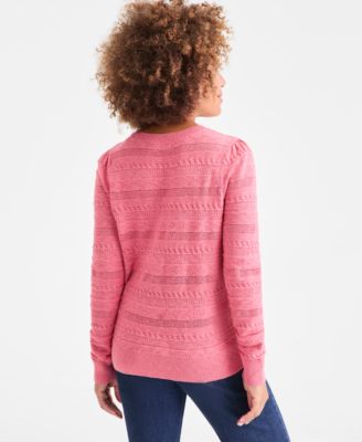 Women's Pointelle Crewneck Sweater, Macy's Exclusive
