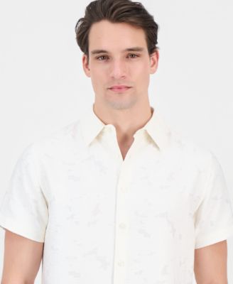 Men's Alden Clip Jacquard Short-Sleeve Woven Button-Front Shirt