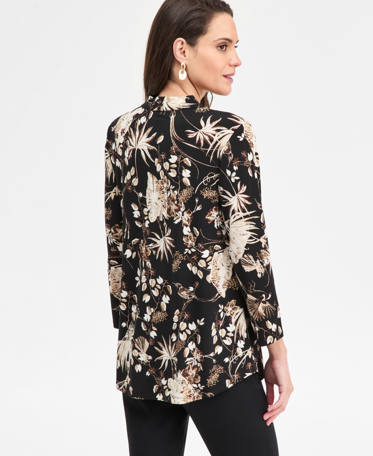 Jm Collection Petite Trop Ity Floral Print Top, Macy's Exclusive