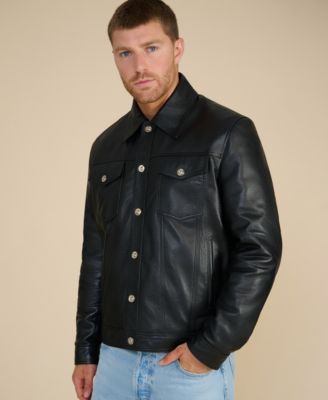 Men's Leather Shirt Style Jacket, Created for Macy's