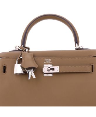 Kelly 25 Handbag Verso Swift with Palladium Hardware