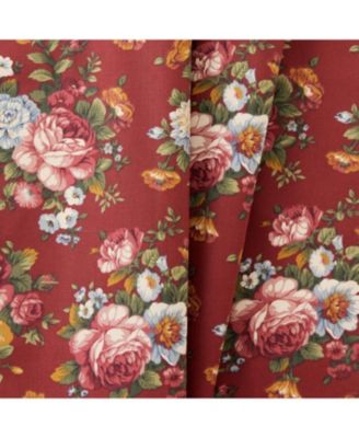 Ellis Bella Rose Stylish Medium Scale Printed Floral Pattern 1.5" Rod Pocket Tailored Swag 56"x36" Red