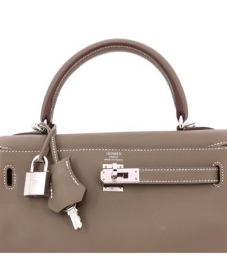 25 Handbag Grey Swift with Palladium Hardware