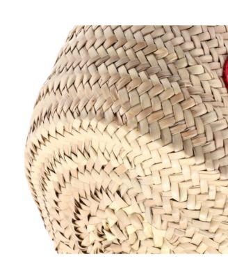 Kendra Logo Basket Bag Embroidered Straw