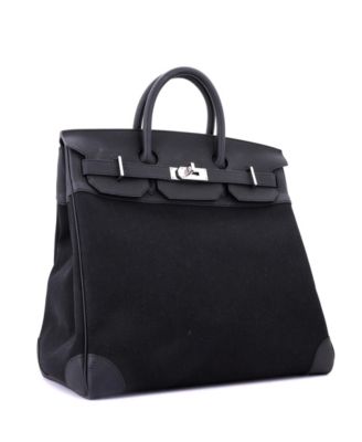  HAC 40 Handbag Toile and Black Togo with Palladium Hardware