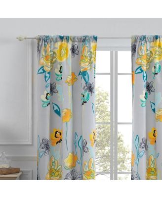 Greenland Home Fashion Watercolor Dream Curtains - Gray 42x84"