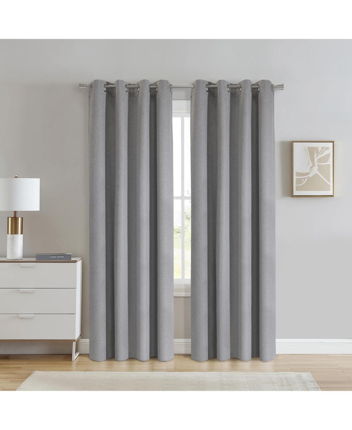 Thermaplus 100% Polyester Duo Reversible Tone Textured Blackout Grommet Curtain Panel 52" x Grey to Taupe