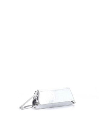 East West Voyou Strap Clutch Embossed Leather