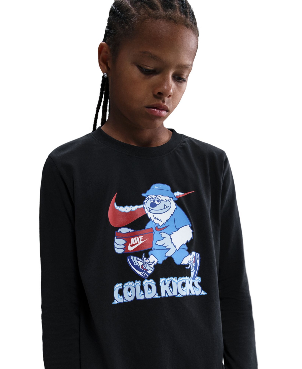 Nike Sportswear Big Kids' Long-sleeve T-shirt In Black