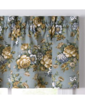 Ellis Bella Rose Stylish Medium Scale Printed Floral Pattern 1.5" Rod Pocket Tailored Valance 58"x15" Wedge