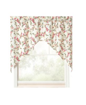 Ellis Vintage Stylish Medium Scale Printed Vine Pattern 1.5" Rod Pocket Tailored Swag 56"x36" Pecan