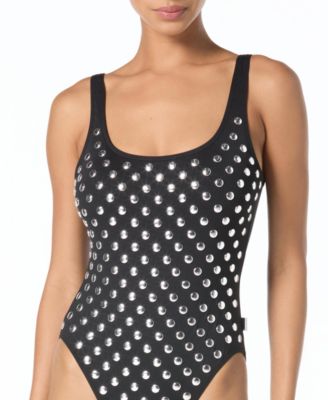 Michael Kors Women's Studded Scoop Neck One Piece Swimsuit