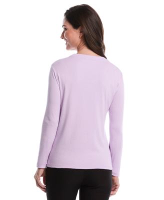 Petite Embellished Neck Long Sleeve Top