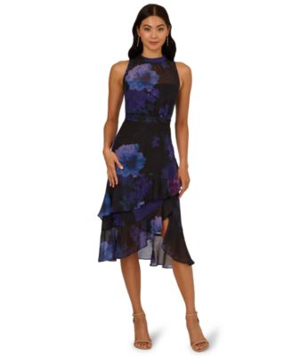Adrianna Papell - Women's Halter Glitter Midi Dress