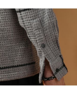 Men's Moon Grey Graph-Check Waffle Overshirt